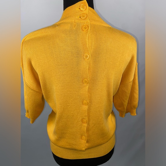 Sweater Mock Turtleneck Medium Golden Yellow Vintage Rena Rowan for Saville - Picture 8 of 10